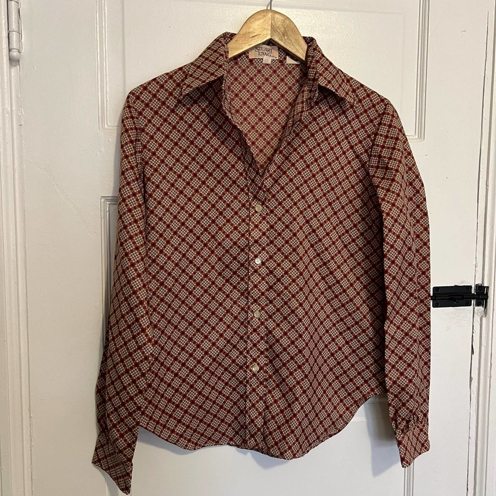 Vintage Stuart Lang Red white and blue diagonal print pattern 13/14